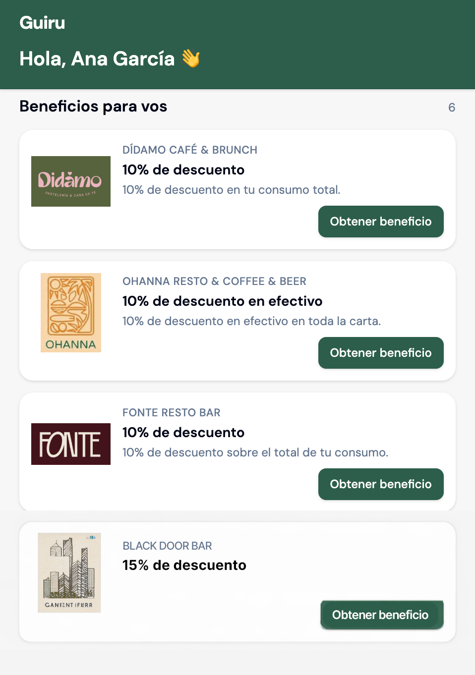 Beneficios y comercios en Guiru